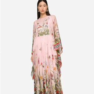 NWT Whimsical Romantic Cottagecore Pastel Pink Flowy Gown Dress Size Small